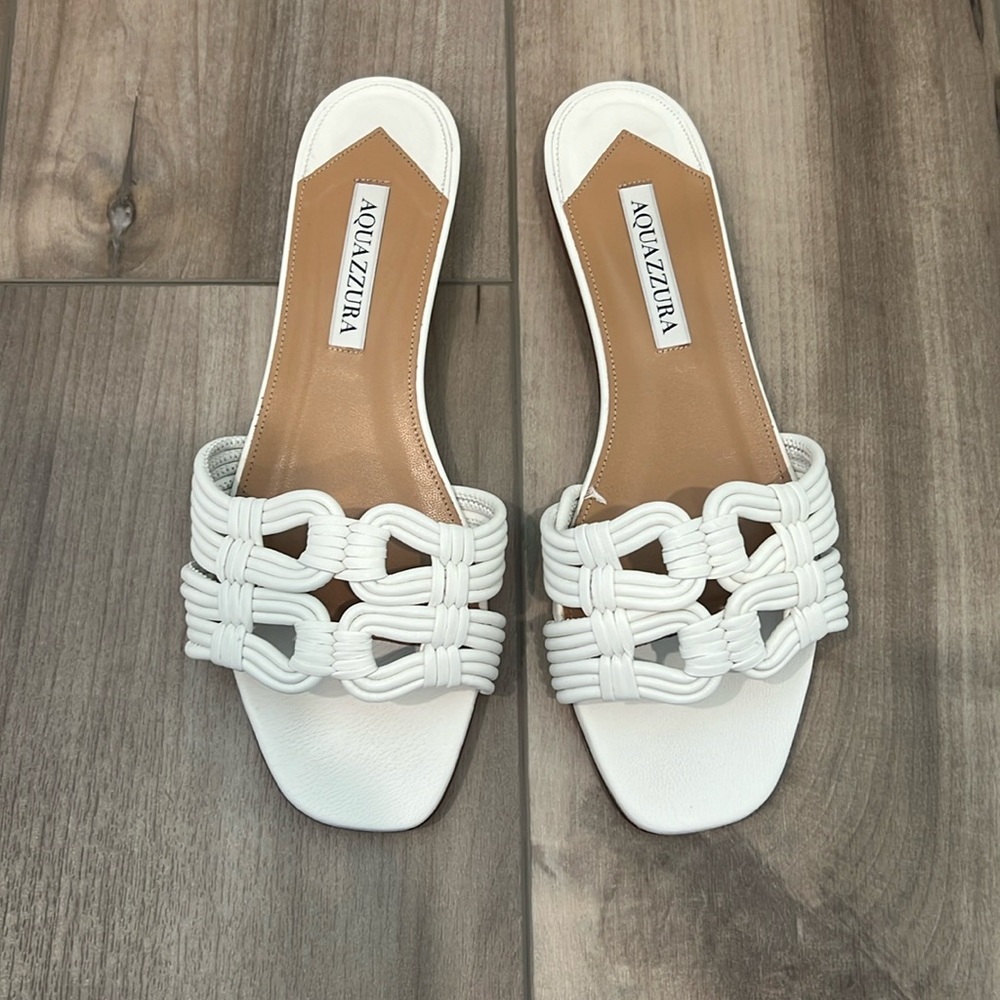 Aquazzura Noah Woven Slide Sandal